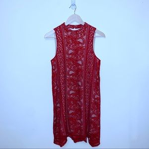 Love, Fire Lace Overlay Sleeveless Halter Dress